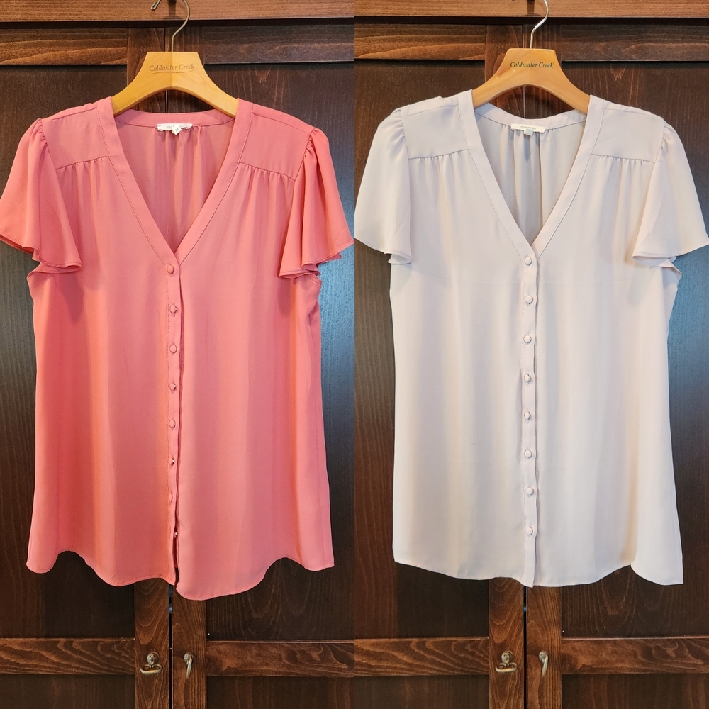 Maurices Women's Blouse - Coral and Light Gray
